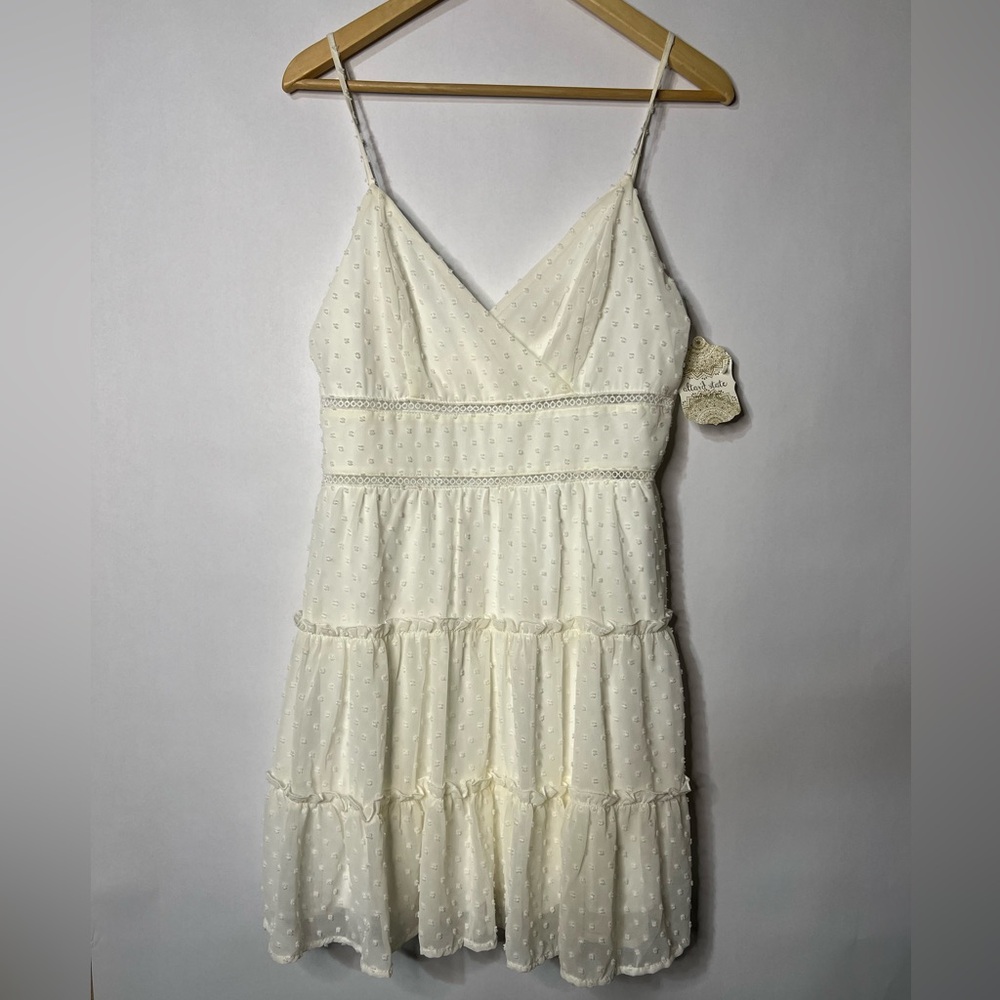 Altar'd State Women’s Ivory Swiss Dot Mini Dress Size Large